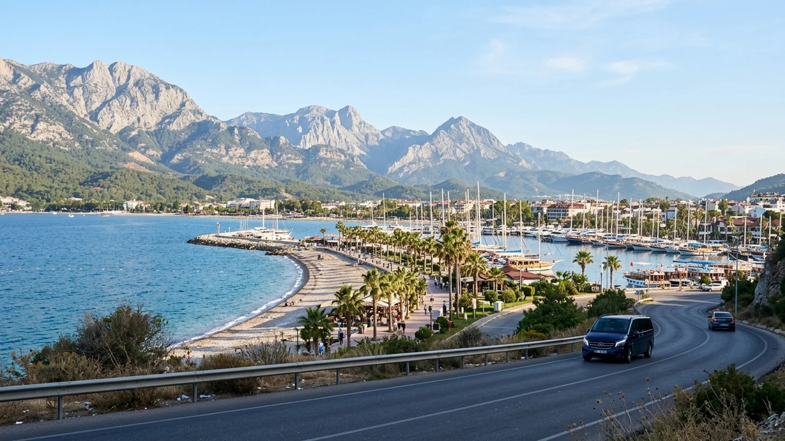 Private van from Antalya Airport at the entrance of Sima Resort in Kemer