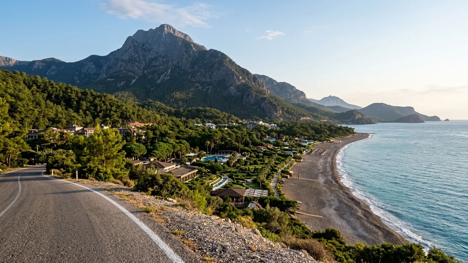 Transfer to Beach Club Pinara Private van from Antalya Airport at the entrance of Beach Club Pinara in Tekirova